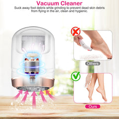 17Pcs Electric Foot Callus Remover With Vacuum Foot Grinder Rechargeable Foot File Dead Skin Pedicure Machine With 3 Grinding Heads 2 Speeds Foot Care Tool